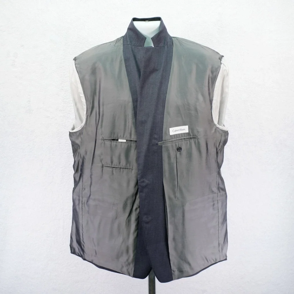 Calvin Klein Gray Twill Wool 48R Blazer 2‎ Button